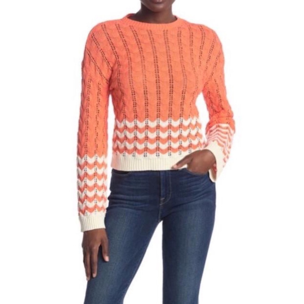 Abound Stripe Print Pointelle Knit Sweater